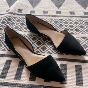 NEW Black Suede J.Crew D’Orsay Flats. Size 8.